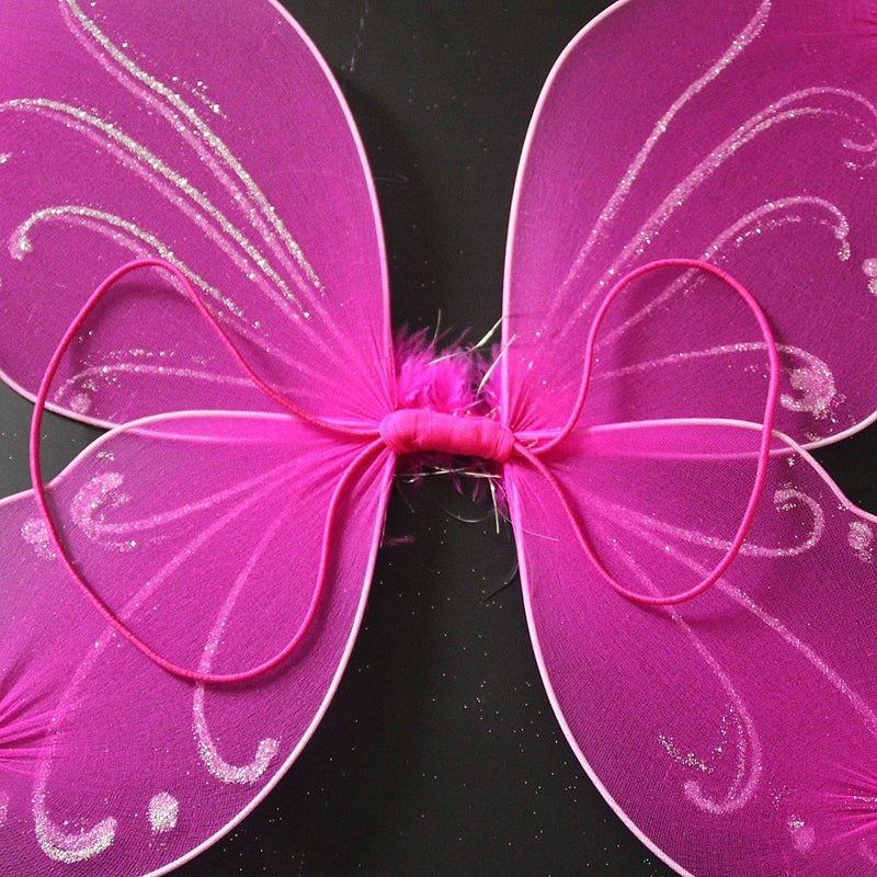 Dushi Girls Butterfly Fairy Wings for Fairy Costumes Sparkle Fairy Princess Wings Party Favorâ€¦ (hot pink-fbm) - Image 5